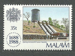 Malawi, 1988 (#518a), Lloyd's Of London England British Insurance Hydroelectric Power Station Nkula Waterfall Dam Indust - Usines & Industries