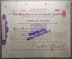 INDIA 1918 THE BARAREE COKE COMPANY LIMITED..... SHARE CERTIFICATE - Agricoltura