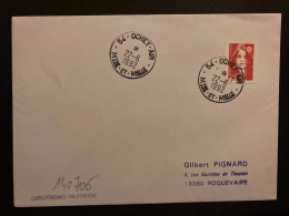 LETTRE TP M DE BRIAT 2,50 OBL.22-6 1992 54 OCHEY AIR MTHE ET MELLE - Military Airmail