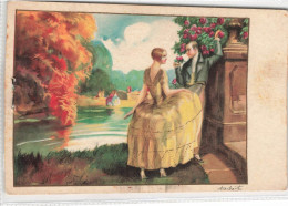 ARTS - Tableau - Un Couple Dans Un Jardin - Carte Postale Ancienne - Malerei & Gemälde