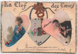COUPLE - La Clé Des Coeurs - Photo D'un Couple - Colorisé - Carte Postale Ancienne - Paare