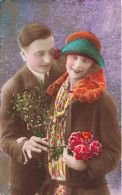 COUPLE - Portrait - Colorisé - Carte Postale Ancienne - Paare