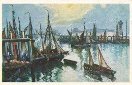 ARTS - Tableau - Zeebrugge - Port  De Pêche - Carte Postale Ancienne - Malerei & Gemälde