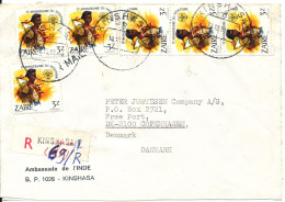 Zambia Registered Cover Sent To Denmark 13-10-1983 Topic Stamps Sent From The Embassy Of India Kinshasa - Zambia (1965-...)