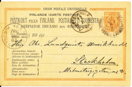 Finland Postal Stationery Card Sent To Sweden 1883 - Entiers Postaux