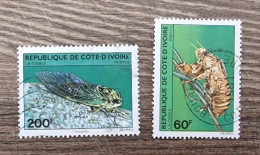 COTE D'IVOIRE Insectes, Insecte, Yvert N°553/54 Oblitéré, Used, (cigales) - Other & Unclassified