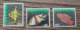 COTE D'IVOIRE Faune Marine, Poissons, Yvert N°544/46 Oblitéré, Used - Vie Marine