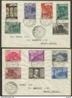 1949 Vaticano Vatican Storia Postale BASILICHE ROMANE Serie Di 12 Valori Su 2 Buste Città Vaticano Reggio Emilia - Cartas & Documentos