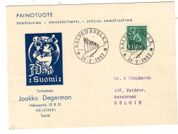 Finlande - Carte Postale De 1957 - Oblit Salpausselka - Drapeaux - - Lettres & Documents