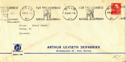 Norway Cover Sent To Denmark Oslo 21-10-1960 For Fredsarbeid Norske FN Samband (Arthur Ulvseth Skifabrikk) - Storia Postale