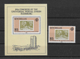Seychelles 1984 Weltpostkongreß Hamburg Mi.Nr. 562 + Block 23 ** - Seychelles (1976-...)