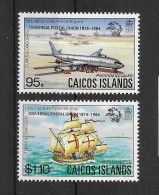 Caicos-Inseln 1984 Weltpostkongreß Hamburg/Schiffe/Flugzeug Mi.Nr. 49/50 Kpl. Satz ** - Turks And Caicos