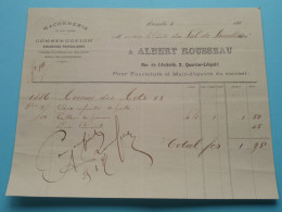 Maçonnerie ALBERT ROUSSEAU Bruxelles ( Zie / Voir SCANS ) Facture - 1886 >> Mr. Le Comte DUVAL De BEAULIEU ! - 1800 – 1899