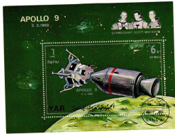 Yemen  Cat 927  1969  Spacecraft  Apollo 9,miniature Sheet, Used - Yemen