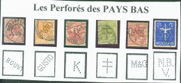 Nerderland Pays-bas Timbres Perforés 6 Perforations Différentes - Perfins