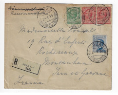 ROMA Via S Nicolo Da Tolentino Recommandata Victor Emmanuel 5c Vert 10c Rouge 25c Bleu  Ob 2 1 1914 Francia Montauban - Marcophilie