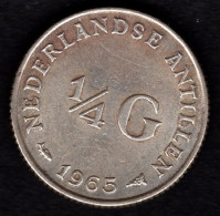 1965 Antille Olandesi 1/4 G. Argento Silver Netherlands Antilles - Moneda De Plata Silver Coin De 1/4 De Gulden - Antilles