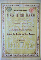 S.A. Mines Du Rio Blanco - Action De Capital De 100 Fr (1899) - Miniere