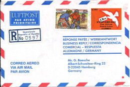 Zambia Registered Air Mail Cover Sent To Germany 23-4-2001 - Zambia (1965-...)