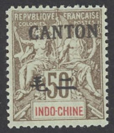 France-Offices In China Canton Sc# 27 MH 1904 50c Brown, Azure Overprint - Nuovi