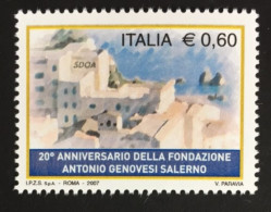 2007 - Italia - 20° Anniversario Della Fondazione Antonio Genovesi - Salerno. E.0,60 - 2001-10:  Nuovi
