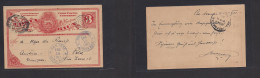 COSTA RICA. 1901 (11 Jan) Punta Arenas - Austria, Pole (5 Feb) Via San Jose. 3c Red Stat Card. Fine. - Costa Rica