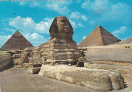 - ÄGYPTEN - EGYPT - DYNASTIE- ÄGYPTOLOGIE - SPHINX AUF CHEOPSPYRAMIDE - POST CARD - USED - Sfinge