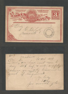 COSTA RICA. 1899 (16 Oct) Matina - Pacuarito. 3c Red Stat Card. Local Usage With Depart Double Ring Town Cachet. Very Ra - Costa Rica