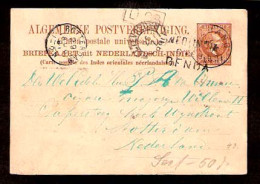 DUTCH INDIES. 1891. Soebon - Netherland. 7 1/2c. Stat Card. Via Genoa. - Indes Néerlandaises