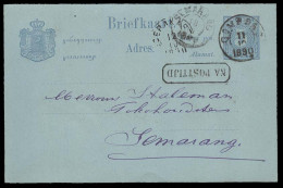 DUTCH INDIES. 1890 (11 Oct). Gombong - Gemarang. 5c Blue Stat Card Cds + Box NA Posttijd (xxx). VF. - Indes Néerlandaises