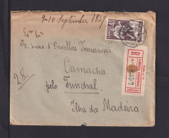 1937 - 3x 40 C. Auf Einschreibbrief Ab Lisboa Nach FUNCHAL - Covers & Documents