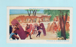 Chromo Une Danse De Guerre Au Togo PUB: Menier Exposition Coloniale 1931 110 X 60 Mm Colonies Françaises RRR - Menier
