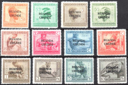 Timbre - Ruanda Urundi - COB 50/61* - 1924 - Timbre Congo Belge Surchargés Ruanda Urundi - Cote 45 - Nuovi
