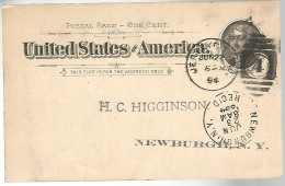 52918 ) USA Postal Stationery Newburgh Jersey  Postmarks Duplex 1894 - ...-1900