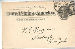 52921 ) USA Postal Stationery Newburgh Jersey City Postmarks Duplex 1894 - ...-1900