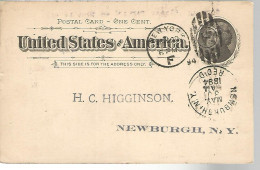 52923 ) USA Postal Stationery Newburgh New York Postmarks  Duplex 1894 - ...-1900