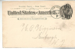 52924 ) USA Postal Stationery Newburgh New York Postmarks  Duplex 1894 - ...-1900