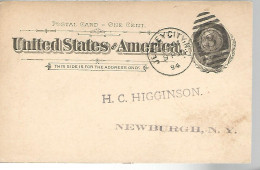 52926 ) USA Postal Stationery Jersey City Newburgh Postmarks Duplex 1894 - ...-1900