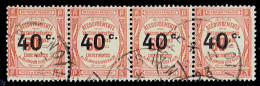 TAXE - BANDE DE 4 N°40 OB - 4e TP VARIETE GROS 0 - 1859-1959 Mint/hinged