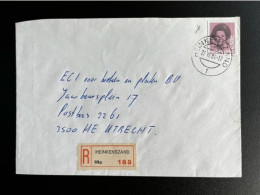 NETHERLANDS 1984 REGISTERED LETTER HEINKENSZAND TO UTRECHT 27-02-1984 NEDERLAND AANGETEKEND - Lettres & Documents