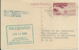 JAPON 14 Y IBARAKI POUR CALIFORNIE ( USA ) DE 1954 LETTRE COVER - Postales