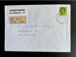 NETHERLANDS 1988 REGISTERED LETTER HALLUM TO UTRECHT 29-09-1988 NEDERLAND AANGETEKEND - Lettres & Documents