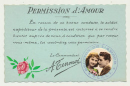 Carte Fantaisie Couple - Permission D'amour - Cachet Section De L'amour - OCRCT - Signé Par Le Commandant TENMOI... - Andere & Zonder Classificatie