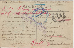 1918 - PAS INTERNE EN SUISSE ! => RETOUR ! CP PRISONNIER DE GUERRE De MARSEILLE => CAMP GRAFENWÖHR (BAYERN) => SUISSE - Guerra De 1914-18
