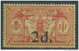 Nouvelles Hébrides N° 68 X Timbre Surchargé 2 D. Sur 40 C. Légende Française  Trace De Charnière  Sinon  TB - Unused Stamps