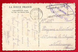 Franchise Militaire. Cachet De L'Ecole Auxiliaire De Pilotage N. 20 - Carcassonne Sur CP Carcassonne Janvier 1940 - Guerra De 1939-45