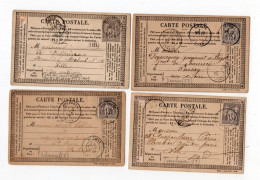 !!! LOT DE 4 CARTES PRECURSEUR SAGE CACHETS DE DENAIN, TEMPLEUVE, BERLAIMONT ET SOLESMES (NORD) - Cartes Précurseurs