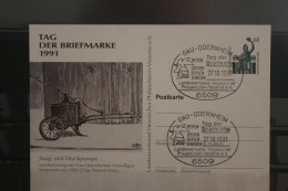 Deutschland 1991;Ganzsache Tag Der Briefmarke:Feuerwehr Gau-Odernheim, SST - Privé Postkaarten - Gebruikt