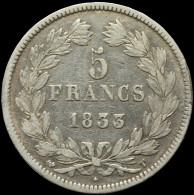 LaZooRo: France 5 Francs 1833 T VF - Silver - 5 Francs