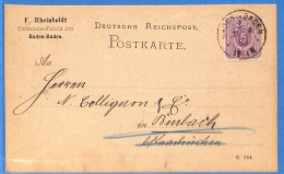 Allemagne Reich 1883 Carte Postale De Baden Baden (G23345) - Storia Postale